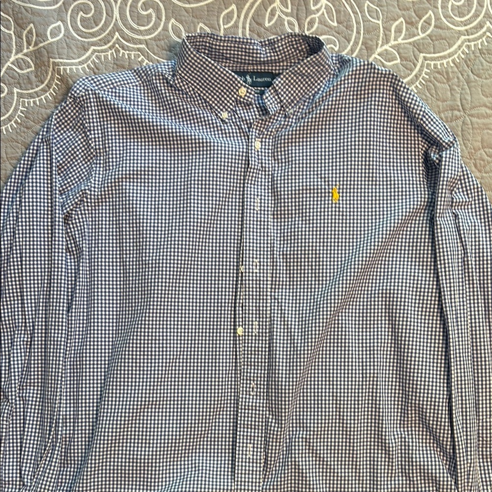Ralph Lauren Blue and White Casual Button Down Shirt